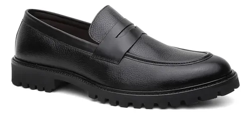 Loafer Masculino Em Couro (marrom/preto)